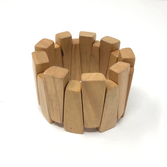 Wood wide stretch bracelet - Picture 4 of 7